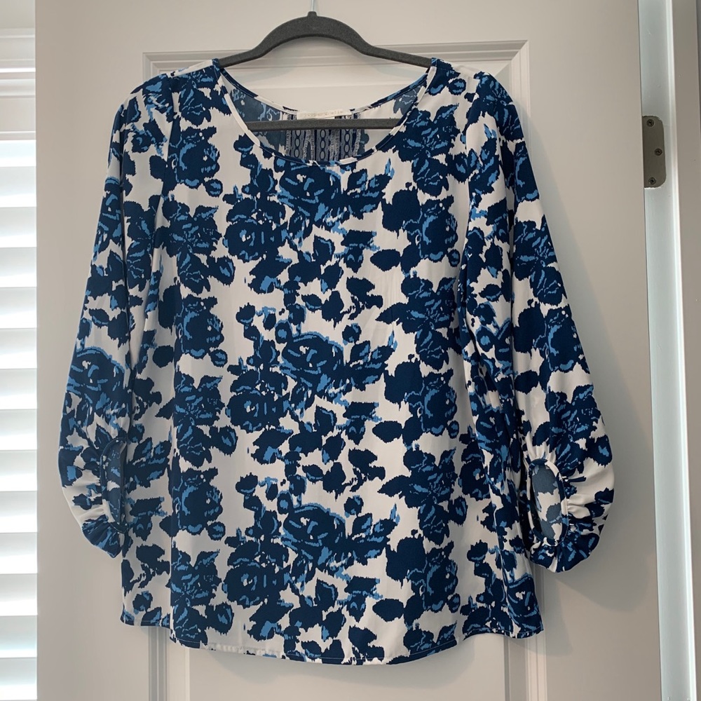 Cooper & Ella blue and white blouse